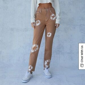 PacSun Tie Tan Dye High Rise Mom Jeans in Tan Size 26